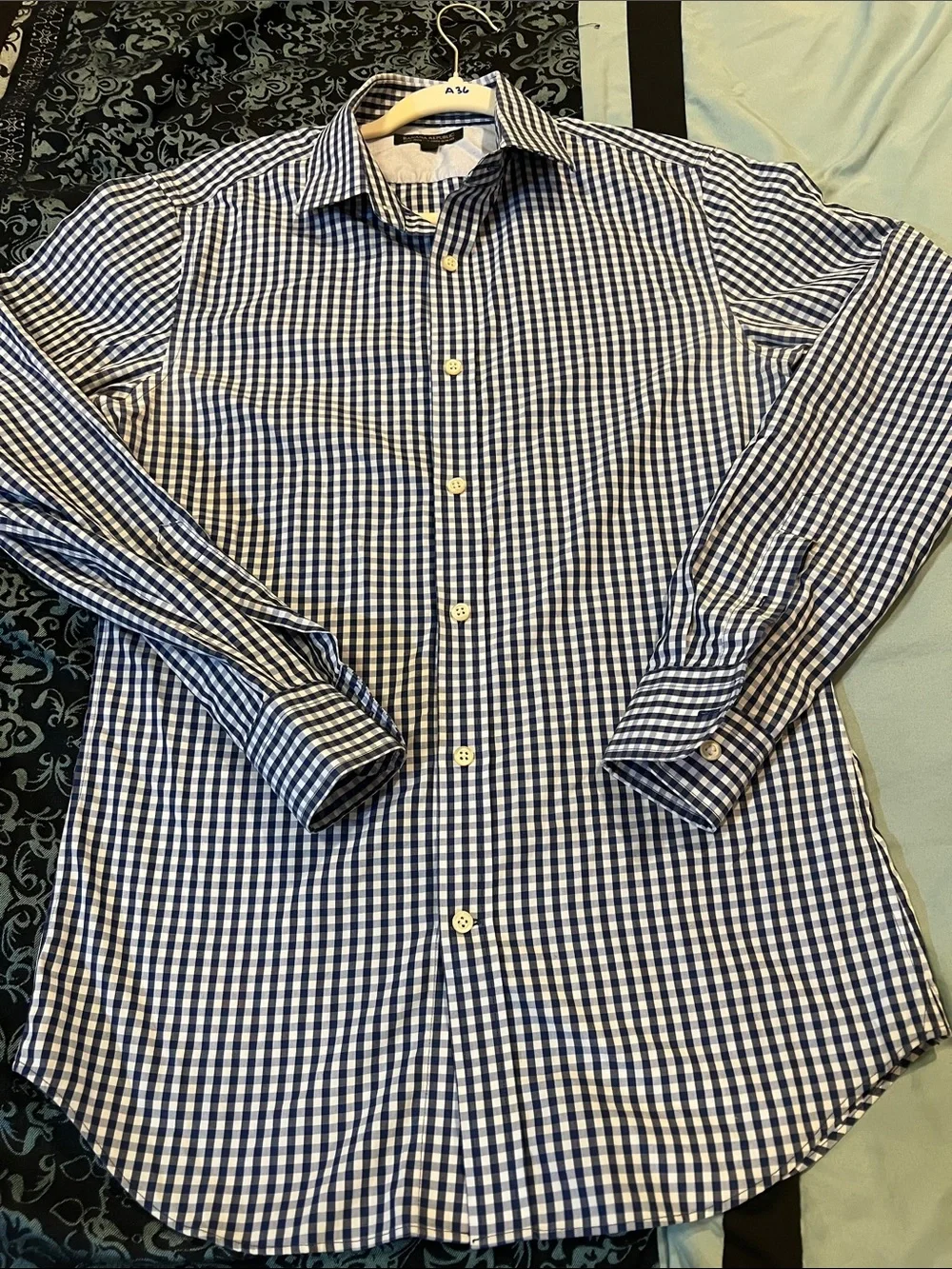 Banana Republic Blue and White Gingham Dress Shirt